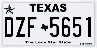 TX license plate DZF5651