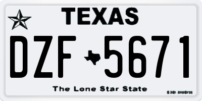 TX license plate DZF5671