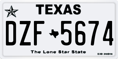 TX license plate DZF5674