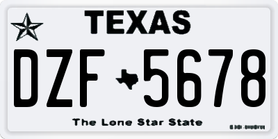 TX license plate DZF5678