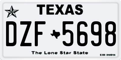 TX license plate DZF5698