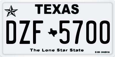 TX license plate DZF5700