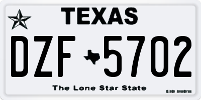 TX license plate DZF5702