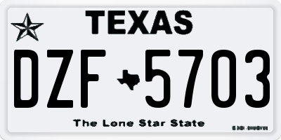TX license plate DZF5703