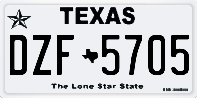 TX license plate DZF5705