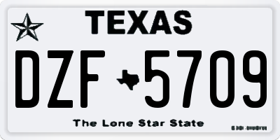 TX license plate DZF5709