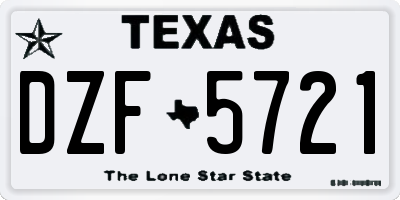 TX license plate DZF5721