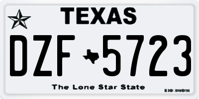 TX license plate DZF5723