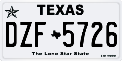 TX license plate DZF5726