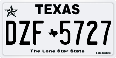 TX license plate DZF5727