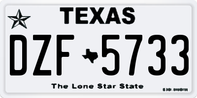 TX license plate DZF5733