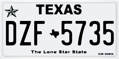 TX license plate DZF5735
