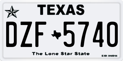 TX license plate DZF5740