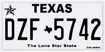 TX license plate DZF5742