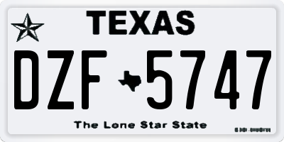 TX license plate DZF5747