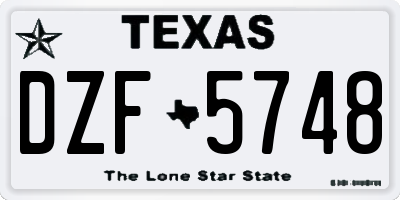 TX license plate DZF5748