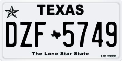 TX license plate DZF5749