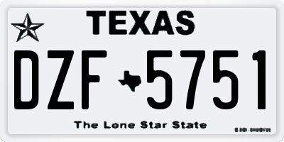 TX license plate DZF5751