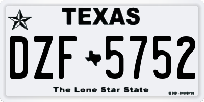 TX license plate DZF5752