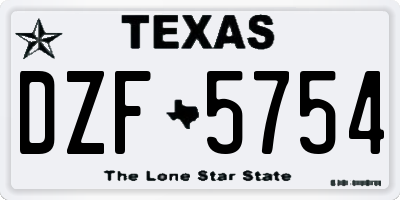 TX license plate DZF5754