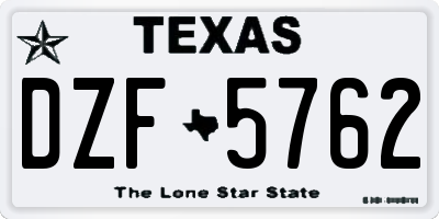 TX license plate DZF5762