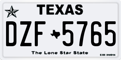 TX license plate DZF5765
