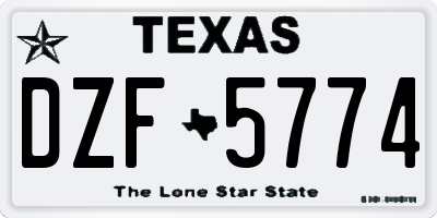 TX license plate DZF5774
