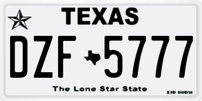 TX license plate DZF5777