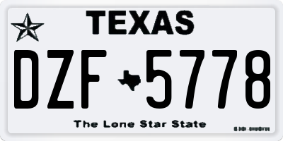 TX license plate DZF5778