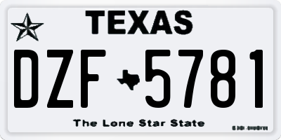 TX license plate DZF5781