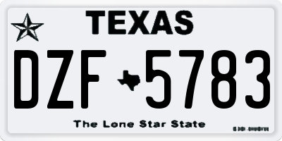 TX license plate DZF5783