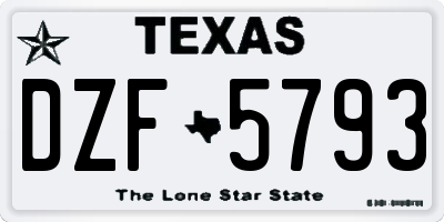 TX license plate DZF5793