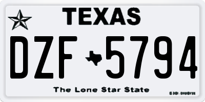 TX license plate DZF5794