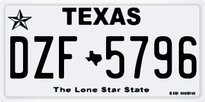 TX license plate DZF5796