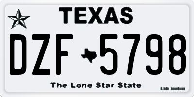 TX license plate DZF5798