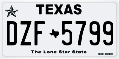 TX license plate DZF5799