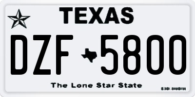 TX license plate DZF5800