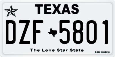 TX license plate DZF5801