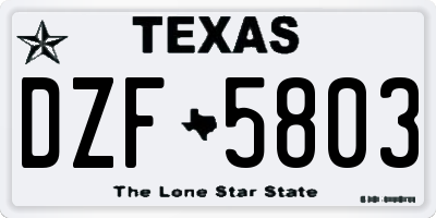 TX license plate DZF5803