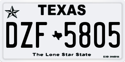 TX license plate DZF5805