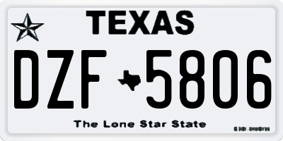 TX license plate DZF5806