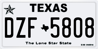 TX license plate DZF5808