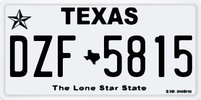 TX license plate DZF5815