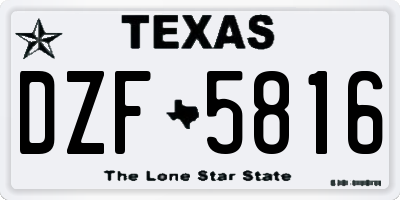 TX license plate DZF5816