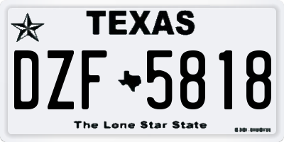 TX license plate DZF5818