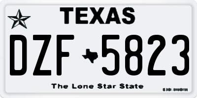 TX license plate DZF5823