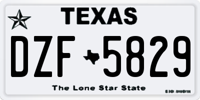 TX license plate DZF5829