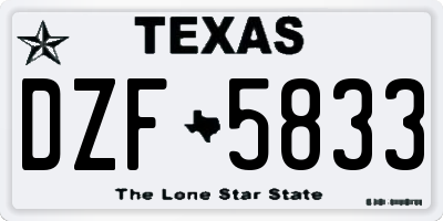 TX license plate DZF5833