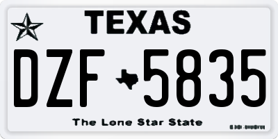 TX license plate DZF5835