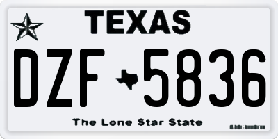 TX license plate DZF5836